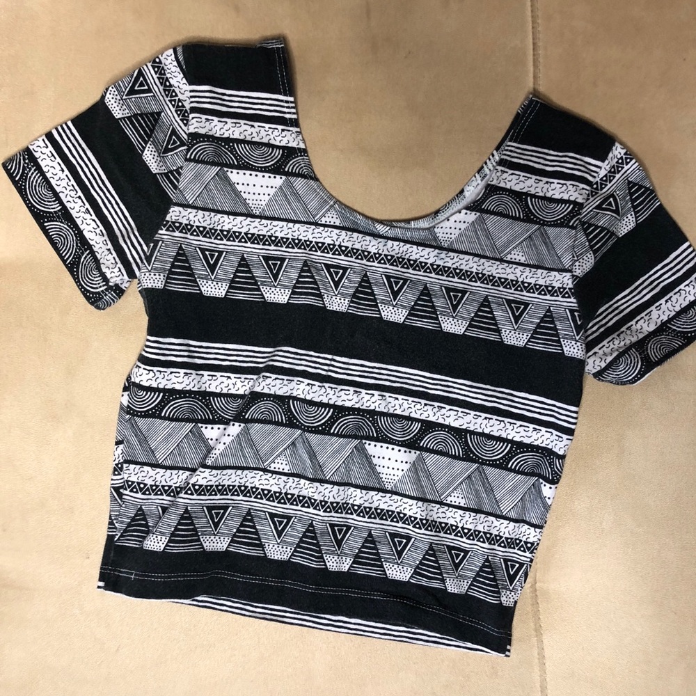 American Apparel black and white printed crop top